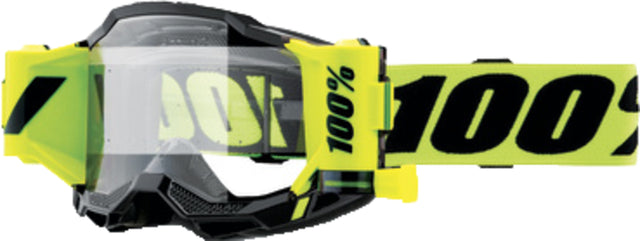 100% Motocrossbrille Accuri 2 Forecast Neon Yellow - Clear Lens