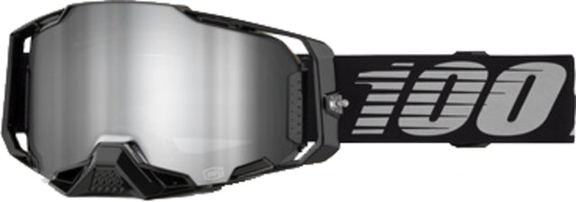 100% Armega Motocrossbrille Black - Mirror Silver Lens