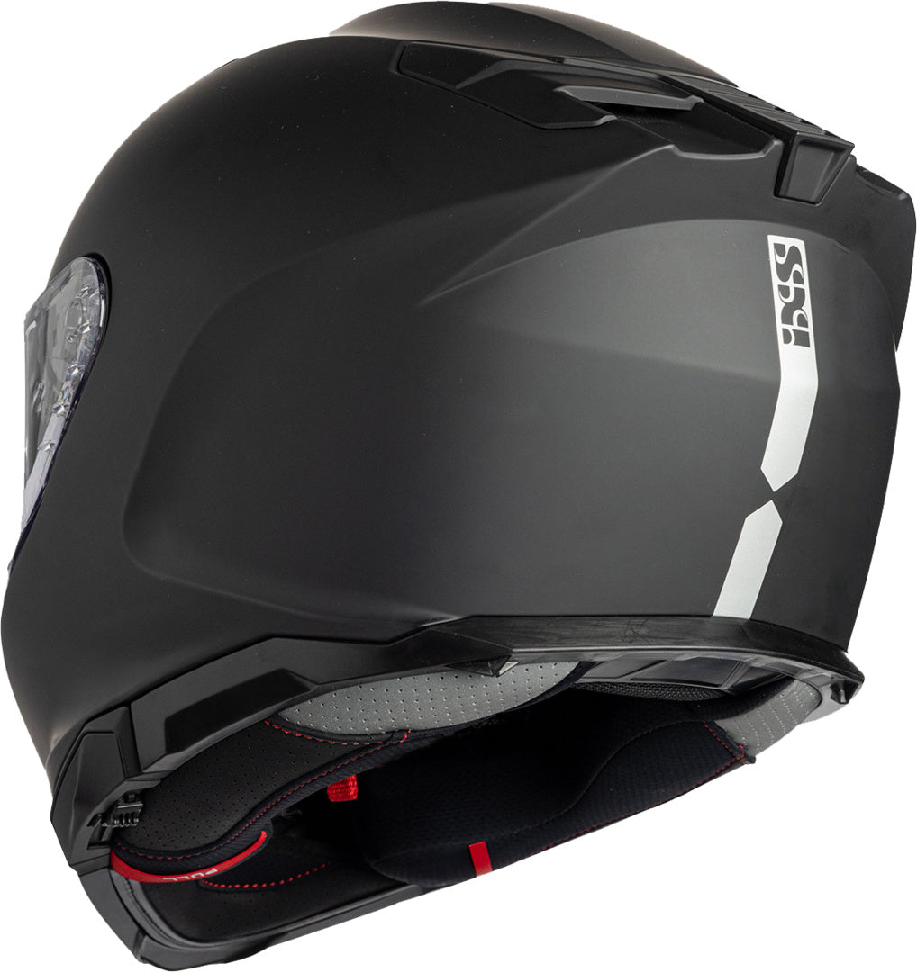 Mattschwarzer iXS Integralhelm iXS912 SV 1.0 mit Visier und Belüftungsöffnungen, sicherer Kopfschutz für Motorradfahrer