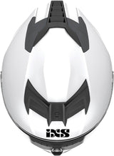 Weißer iXS Integralhelm iXS912 SV 1.0 mit klarem Visier, aerodynamisches Design und Belüftungssystem auf einem Motorradhelm.