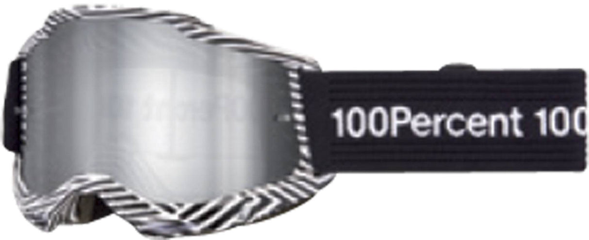 Motocrossbrille 100Percent Accuri 2 Samba mit silberner Spiegellinse, strapazierfähiges MX-Design, ideal für Offroad-Fahrten.
