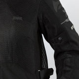 Schwarze Damen-Tourster-BigAir 1.0 Adventure-Jacke von iXS, winddicht und sportlich, mit Kapuze und reflektierenden Elementen.