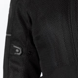 Schwarze iXS Damen Tourster-BigAir 1.0 Adventure-Jacke mit wasserdichtem Material und verstellbarem Kragen, Frontreißverschluss.