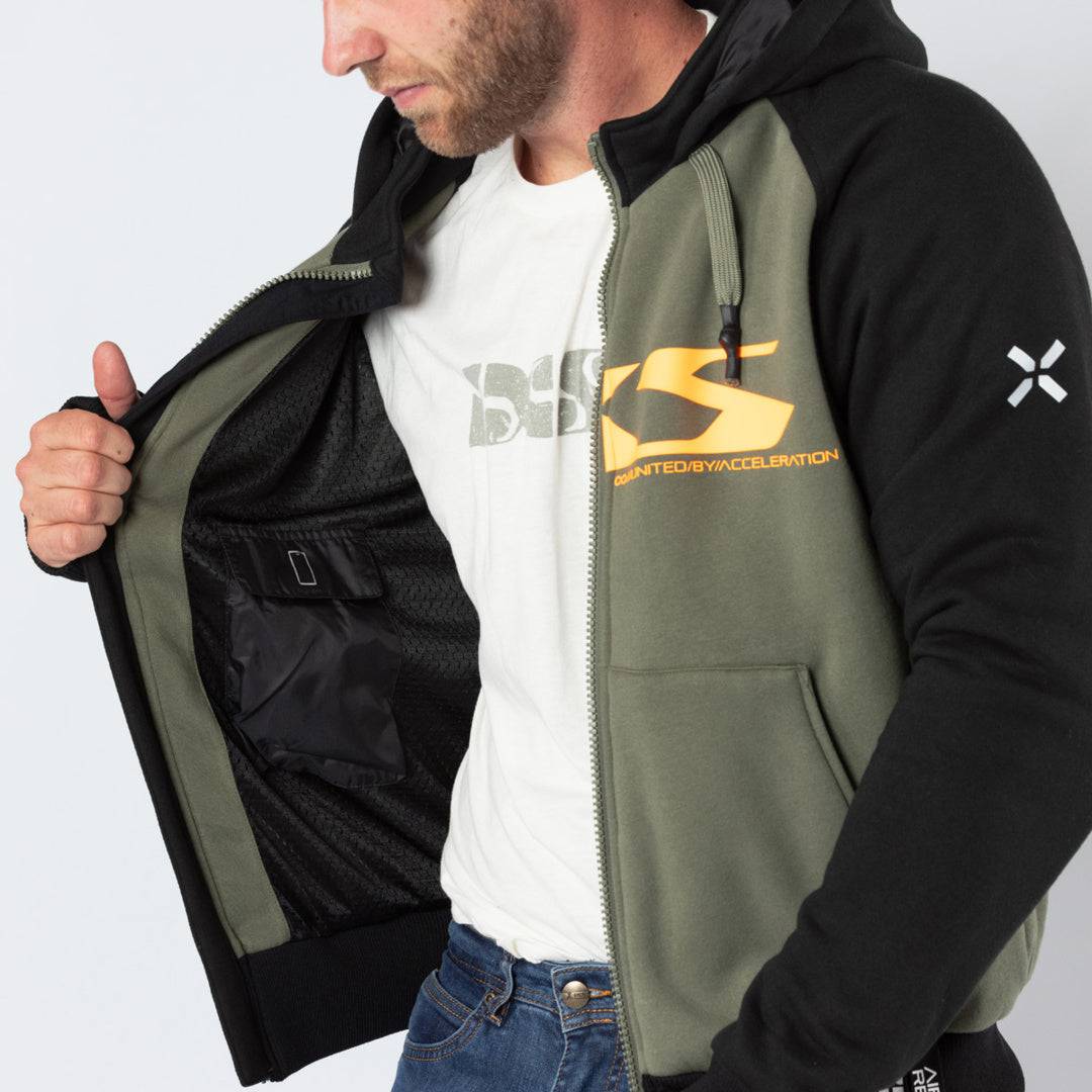 iXS Rapid 1.0 Tourenjacke in Oliv-Orange, leicht wind- und schmutzabweisende Jacke für Radfahren, gut sichtbar im Freien