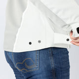 Graue Damen-Touring-Jacke von iXS, Oxy-Air Modell, mit atmungsaktivem Material und reflektierenden Elementen.