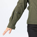 iXS Classic Damen Moto Jacke 2.0 in Oliv, robuste Lederjacke mit stilvollem Design, sichtbare Details und Reißverschlüsse