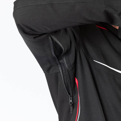Schwarze und rote iXS Sport Jacke TS-Pro ST+ für Touren, wetterfeste Motorradjacke mit Schutz und reflektierenden Elementen