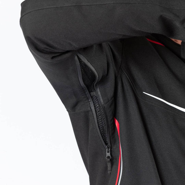 Schwarze und rote iXS Sport Jacke TS-Pro ST+ für Touren, wetterfeste Motorradjacke mit Schutz und reflektierenden Elementen