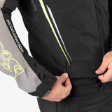 Schwarze, grau und fluo gelbe iXS Sport Jacke TS-Pro ST+ für Touren, wasserdicht mit reflektierenden Elementen