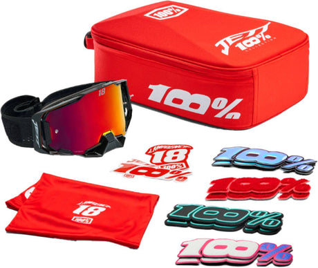 100Percent MX-Brille Armega HIPER Jett Lawrence Limited Edition mit transparenter Schutzscheibe und stilvollem Design