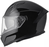 Schwarzer Gms Integralhelm Velox mit klarem Visier und aerodynamischem Design, Blick auf den Helm aus der Frontansicht