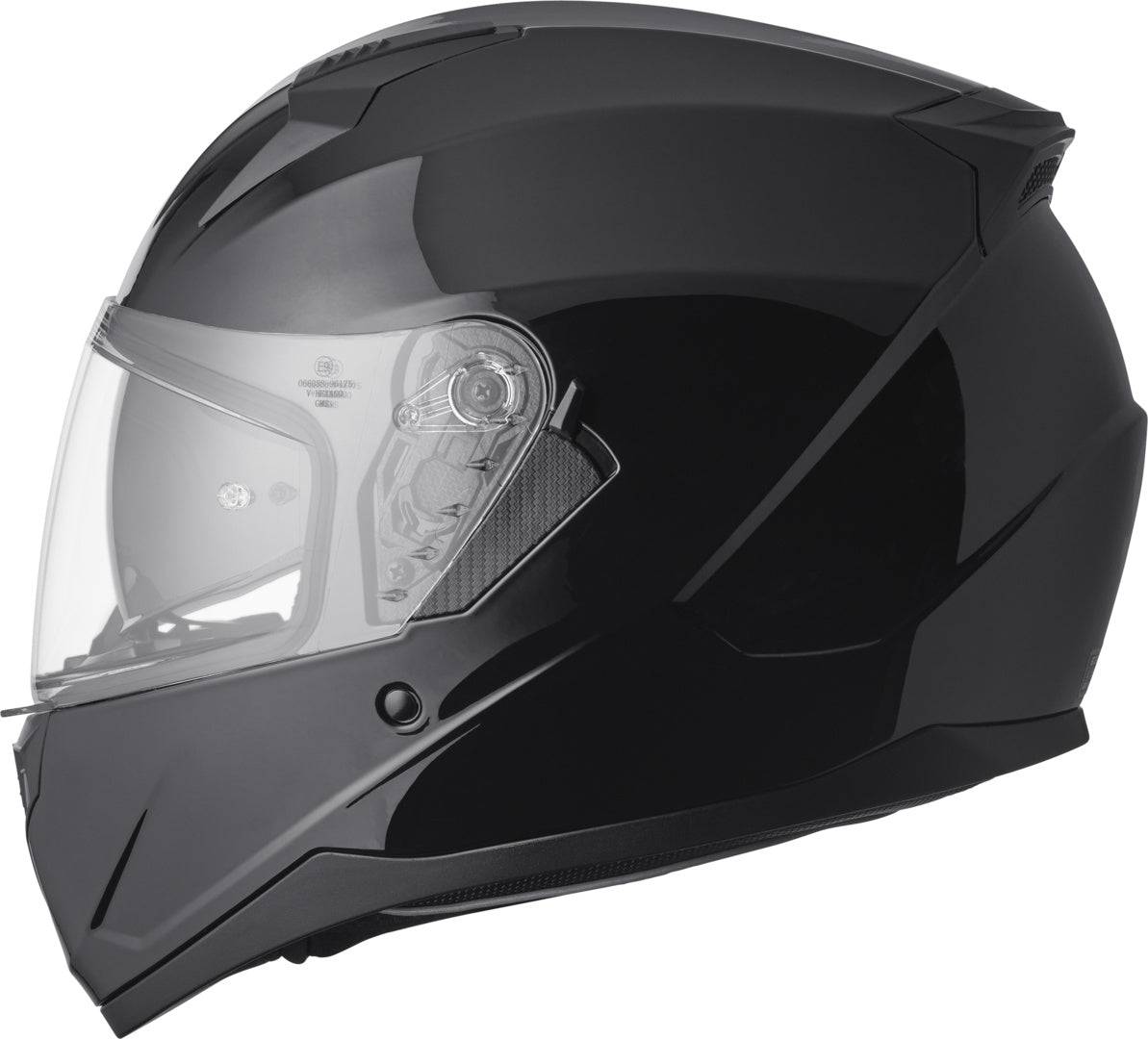 Schwarzer Gms Integralhelm Hexago mit Vollvisier, aerodynamisches Design und komfortabler Passform für Motorradfahrer