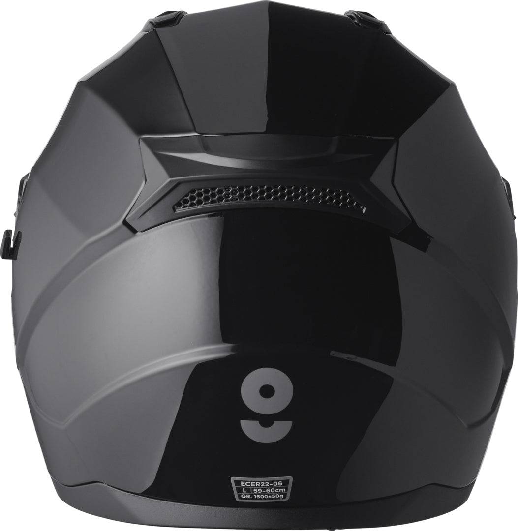 Gms Integralhelm Hexago in schwarzer Farbe, vollständiger Schutzhelm mit aerodynamischem Design und visier.