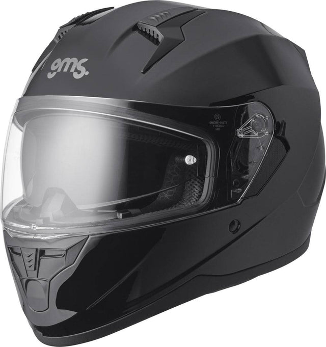 Schwarzer Gms Integralhelm Hexago mit klarer Visier, komfortable Passform und aerodynamischem Design.
