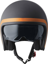 GMS Jethelm Ride in matt schwarz-orange, leichter Schutzhelm mit Visier für Motorradfahrer, stilvoll und bequem.