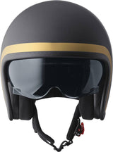 GMS Jethelm Ride in mattschwarz-Gold, modernes Design, leichter Schutzhelm für Motorradfahrer, mit Belüftung und klarem Visier