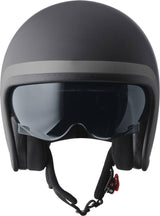 GMS Jethelm Ride in matt schwarz-grau mit Visier, leichter Schutzhelm für Motorradtouren, modernes Design