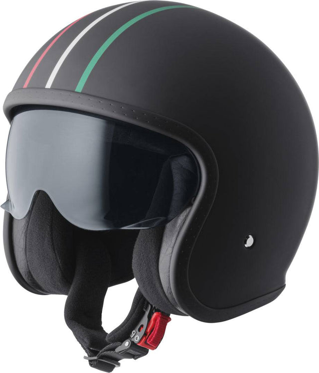 GMS Jethelm Ride in Italy, schwarz-rot-weiß-grün, mit klarer Visier, modernes Design, für Motorradfahrer.