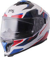 GMS Integralhelm Gelero in Weiß, Rot und Blau, leichter Motorradhelm mit Visier und Belüftungsöffnungen, Helm-Design und Farbe sichtbar
