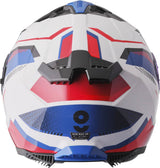 GMS Integralhelm Gelero in Weiß, Rot und Blau, leichter Motorradhelm mit Visier und Belüftungssystem.