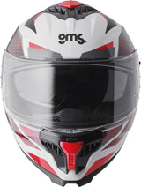 GMS Integralhelm Gelero in Weiß, Rot und Grau, robuster Motorradhelm mit Visier und Belüftungsöffnungen, Sicht von vorne