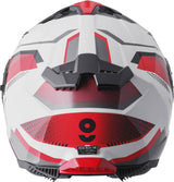 GMS Integralhelm Gelero in Weiß, Rot und Grau, blick auf das aerodynamische Design und klaren visier.
