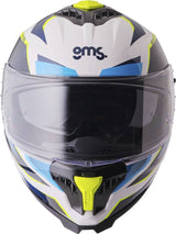 Gms Integralhelm Gelero in Weiß, Blau und Gelb, leichter Schutzhelm für Motorradfahrer, sichtbare Farbmuster auf dem Helm