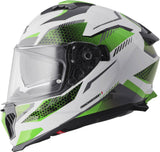GMS Integralhelm Gelero in Weiß-Grün-Grau mit UV-Schutz und Belüftung, für sicheren Motorradhelm, Sichtfeld und Komfort