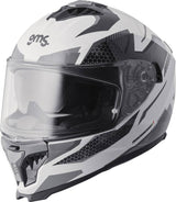 GMS Integralhelm Gelero in Weiß, Grau und Dunkelgrau, vorne mit Visier und Belüftungsöffnungen, für Motorradfahrer