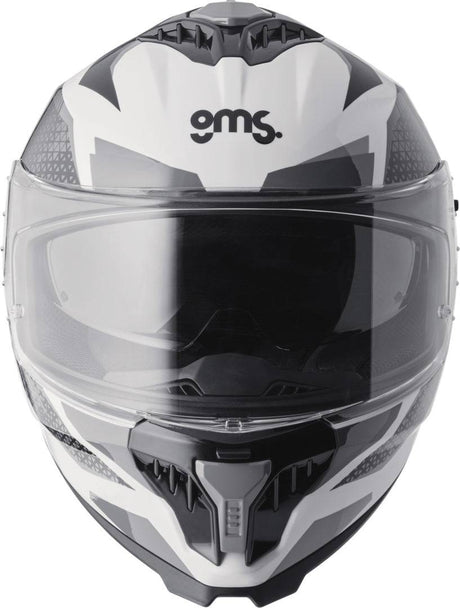 GMS Integralhelm Gelero in Weiß-Grau-Dunkelgrau, moderner Motorradhelm mit Belüftung und stabilem Design, Sichtfeld sichtbar
