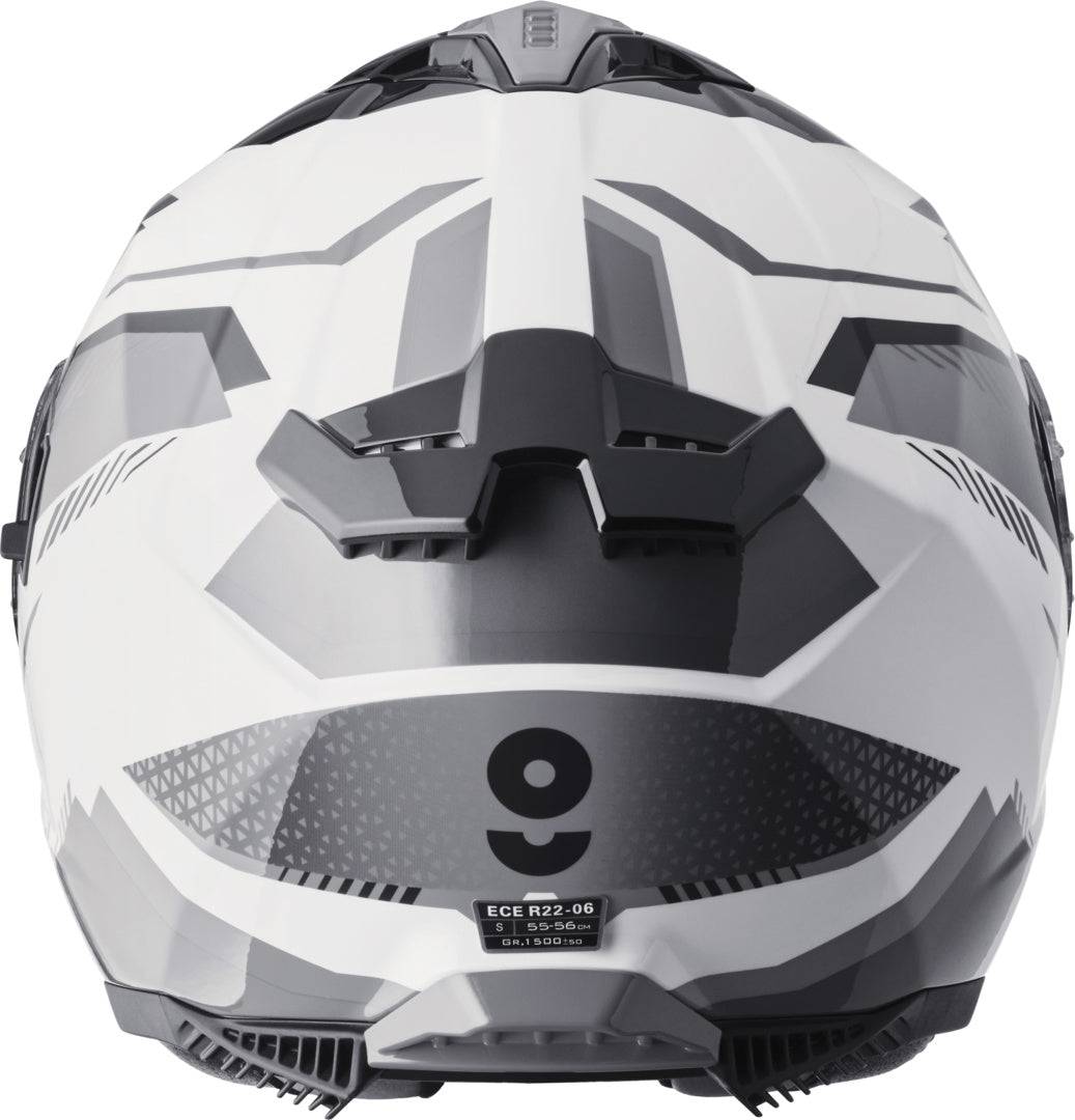 GMS Integralhelm in Weiß-Grau-Dunkelgrau, schützender Motorradhelm mit sichtbarer Belüftung und strapazierfähigem Design