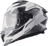GMS Integralhelm Gelero in Weiß-Grau-Dunkelgrau, leichter Motorradhelm mit Belüftungsöffnungen und stabilem Design