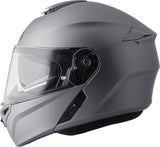 Gms Klapphelm Aperio Titan Matt, integral Helm mit matt titanfarbener Oberfläche, zeigt den geschlossenen Klapphelm von vorne