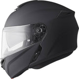 Schwarzer, matter Gms Klapphelm Aperio, Integralhelm mit klappbarem Visier, für Motorradfahrer, auf einem weißen Hintergrund.