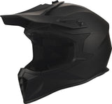 Schwarzer, matter GMS Motocrosshelm Fortis mit Visier und Belüftungsöffnungen, für sicheren Schutz beim Motocross.