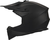 Schwarzer, mattschwarzer GMS Motocrosshelm Fortis mit Visier und Belüftungsöffnungen, Schutzhelm für Offroad-Fahrten
