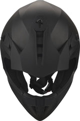 Schwarzer, mattschwarzer GMS Motocrosshelm Fortis mit Belüftungsöffnungen und Visier, für sicheren Schutz beim Motocross.