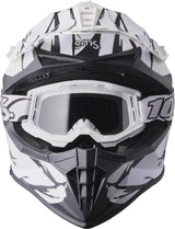 GMS Motocrosshelm Fortis Graffiti matt schwarz-weiß mit Visier und Belüftungsöffnungen, leichter Schutzhelm für Offroad-Motocross.