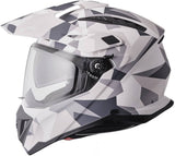 GMS Adventus Camo matt weiß-grau Endurohelm mit Camo-Muster und Visier, leichter Schutzhelm für Mountainbiking.