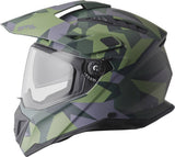 GMS Adventus Camo Endurohelm in matt grün-schwarz mit Visier und Belüftungsöffnungen, für Offroad und Mountainbike.