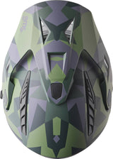 GMS Adventus Camo Endurohelm in matt grün-schwarz, mit Visier und Belüftungsöffnungen, für Mountainbiking und E-Mountainbike.