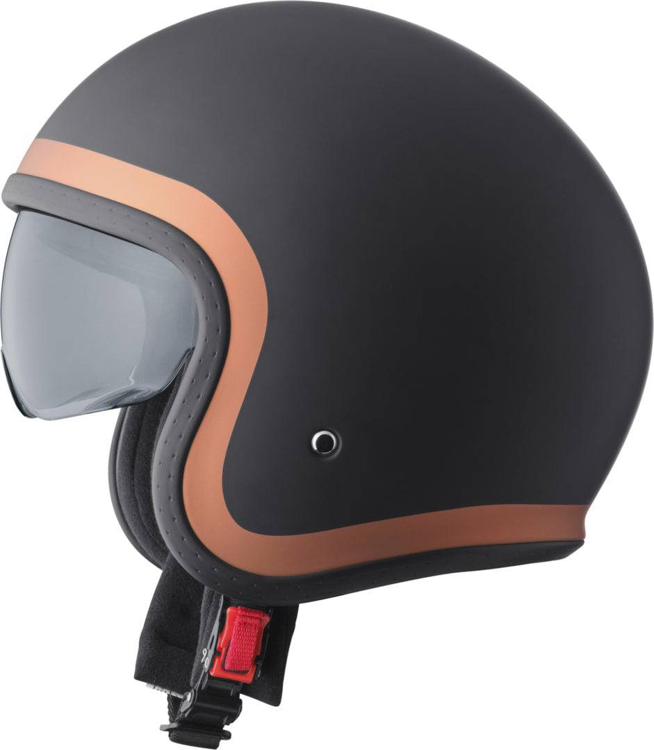 GMS Jethelm Ride in mattschwarz-bronze mit Visier, leichter und stilvoller Motorradhelm für den Straßenverkehr