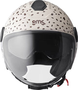 GMS Jethelm Gelato Stracciatella, schwarzer Motorradhelm mit weißem und dunklem Stracciatella-Muster, komfortabel und sicher