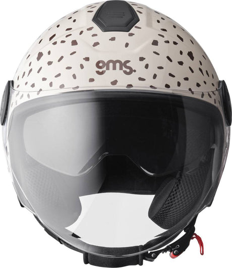GMS Jethelm Gelato Stracciatella, schwarzer Motorradhelm mit weißem und dunklem Stracciatella-Muster, komfortabel und sicher