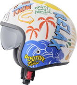 GMS Jethelm Ride & Surf in Weiß-Gelb-Blau, Sommer Vibes, leichter Motorrad- und Surfhelm mit buntem Design