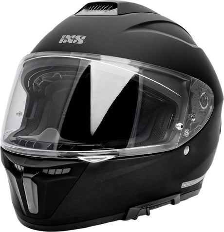Schwarzer iXS Rapid 1.0 Integralhelm mit Visier und Belüftungsöffnungen auf weißem Hintergrund