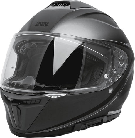 iXS Rapid 1.0 Grafik Integralhelm in matt anthrazit, leichter Motorradhelm mit Sichtfenster und Belüftungssystem