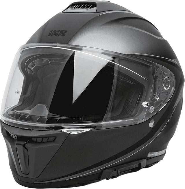 iXS Rapid 1.0 Grafik Integralhelm in matt anthrazit, leichter Motorradhelm mit Sichtfenster und Belüftungssystem