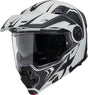 iXS Klapphelm Venture 1.0 MIPS in dunkelgrau matt, mit geöffnetem Klappverschluss und Visier, auf einem Fahrradhelm.