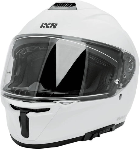 Weißer iXS Rapid 1.0 Integralhelm mit klarer Visierabdeckung für sicheren Schutz beim Motorradfahren